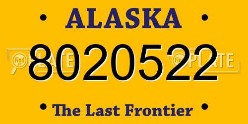 8020522 Alaska License Plate