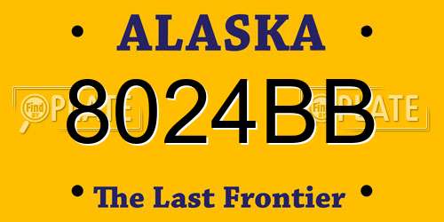 8024BB Alaska License Plate