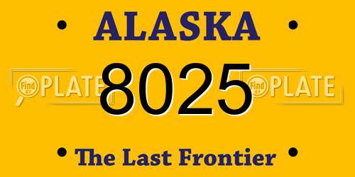 8025 Alaska License Plate