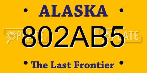 802AB5 Alaska License Plate