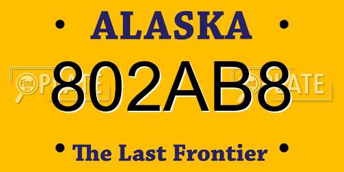 802AB8 Alaska License Plate