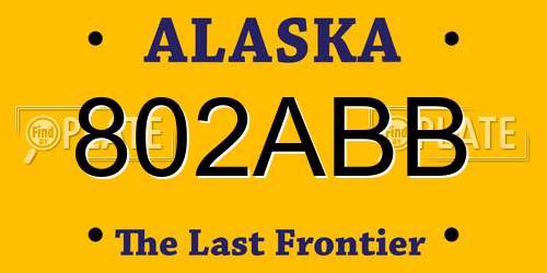 802ABB Alaska License Plate