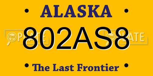 802AS8 Alaska License Plate