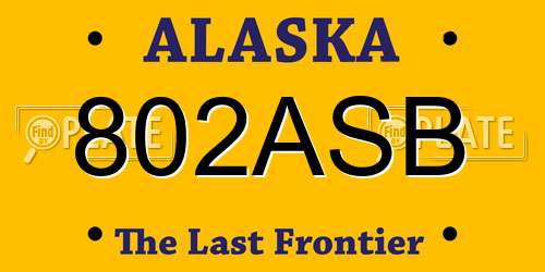 802ASB Alaska License Plate