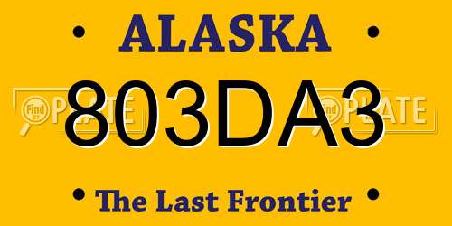 803DA3 Alaska License Plate