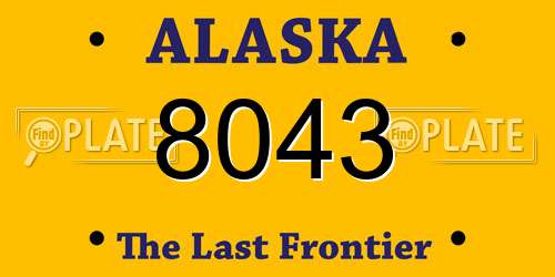 8043 Alaska License Plate