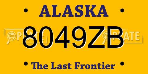 8049ZB Alaska License Plate