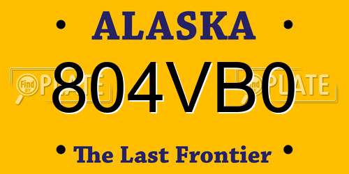 804VB0 Alaska License Plate