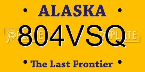 804VSQ Alaska License Plate