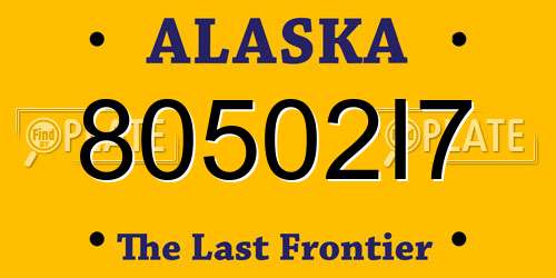 80502I7 Alaska License Plate