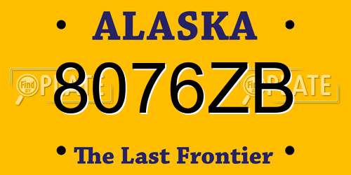 8076ZB Alaska License Plate