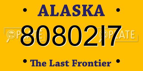 80802I7 Alaska License Plate