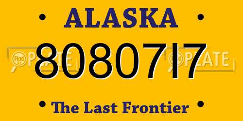 80807I7 Alaska License Plate