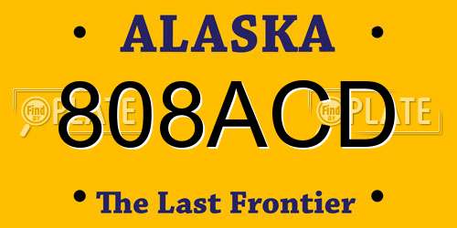 808ACD Alaska License Plate