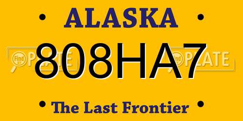 808HA7 Alaska License Plate