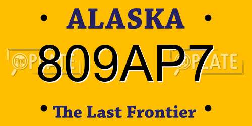 809AP7 Alaska License Plate