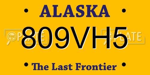 809VH5 Alaska License Plate