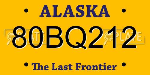 80BQ212 Alaska License Plate