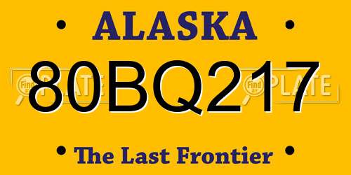 80BQ217 Alaska License Plate