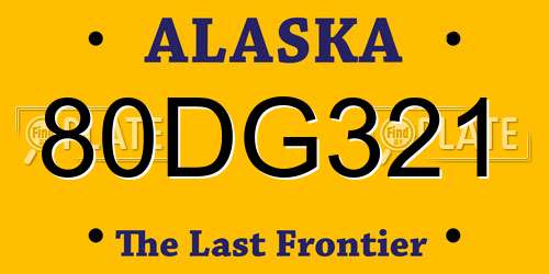 80DG321 Alaska License Plate