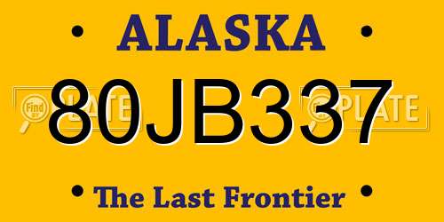 80JB337 Alaska License Plate