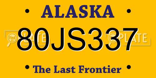 80JS337 Alaska License Plate