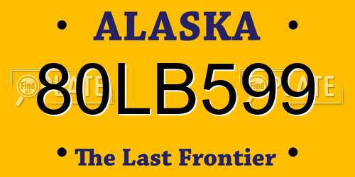 80LB599 Alaska License Plate