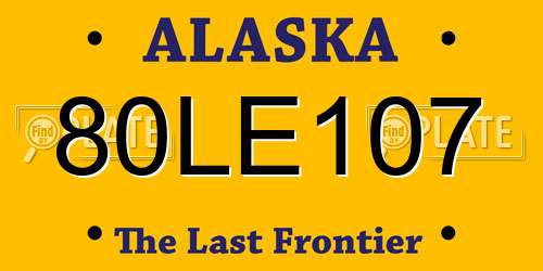 80LE107 Alaska License Plate