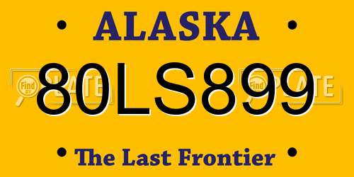 80LS899 Alaska License Plate
