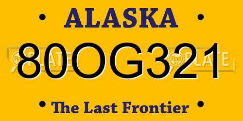 80OG321 Alaska License Plate