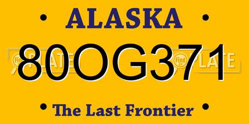 80OG371 Alaska License Plate