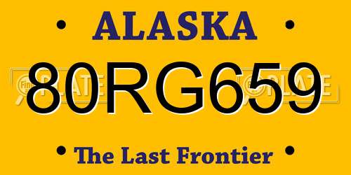 80RG659 Alaska License Plate
