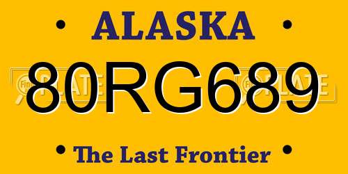 80RG689 Alaska License Plate