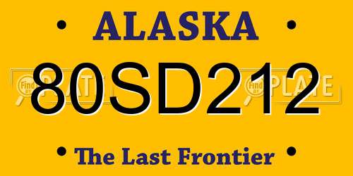 80SD212 Alaska License Plate