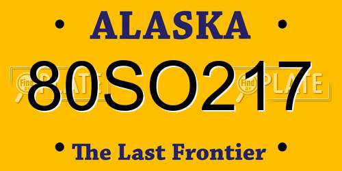 80SO217 Alaska License Plate