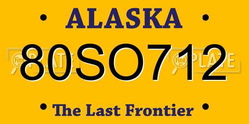 80SO712 Alaska License Plate