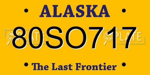 80SO717 Alaska License Plate