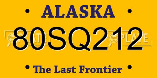 80SQ212 Alaska License Plate