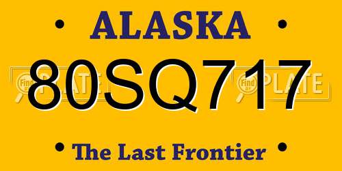 80SQ717 Alaska License Plate