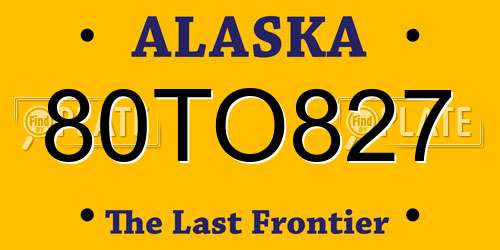 80TO827 Alaska License Plate