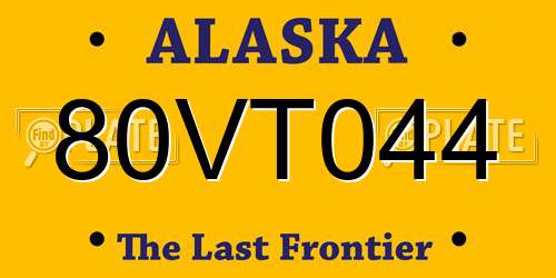 80VT044 Alaska License Plate