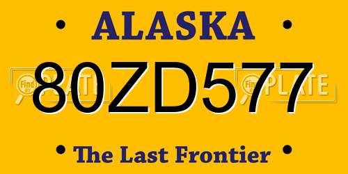 80ZD577 Alaska License Plate