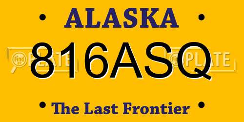816ASQ Alaska License Plate
