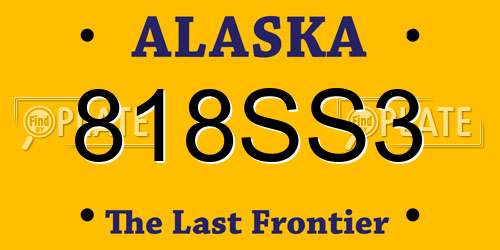 818SS3 Alaska License Plate