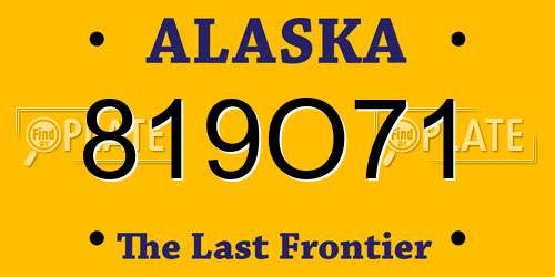 819O71 Alaska License Plate