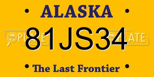 81JS34 Alaska License Plate