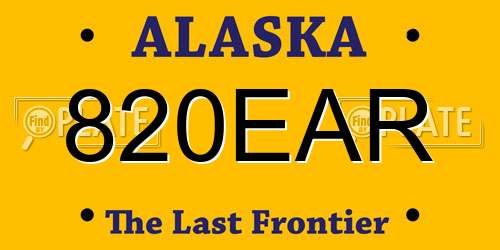 820EAR Alaska License Plate