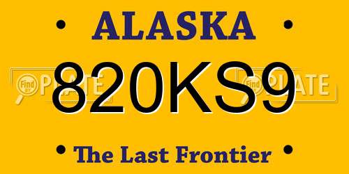 820KS9 Alaska License Plate