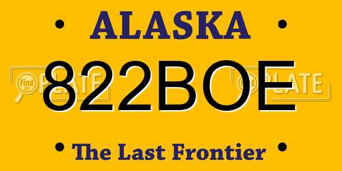 822BOE Alaska License Plate