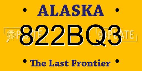 822BQ3 Alaska License Plate